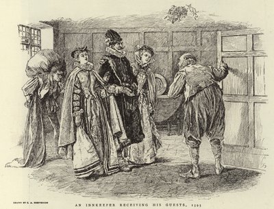 Ein Wirt empfängt seine Gäste, 1595 von Claude Shepperson